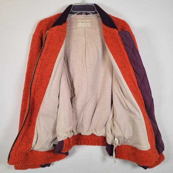 Free People Womens Rivington Sherpa Jacket Coat Size Small Red Outdoor Boho Fall - Picture 4 of 9